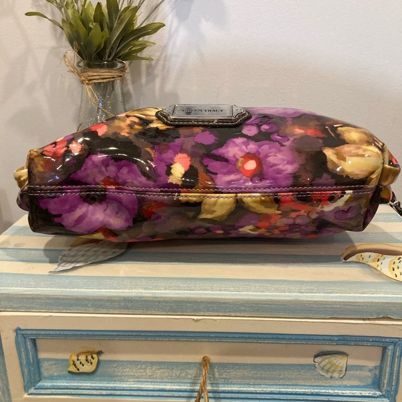 Ellen Tracy Purple Floral Shoulder Bag - Picture 6 of 7